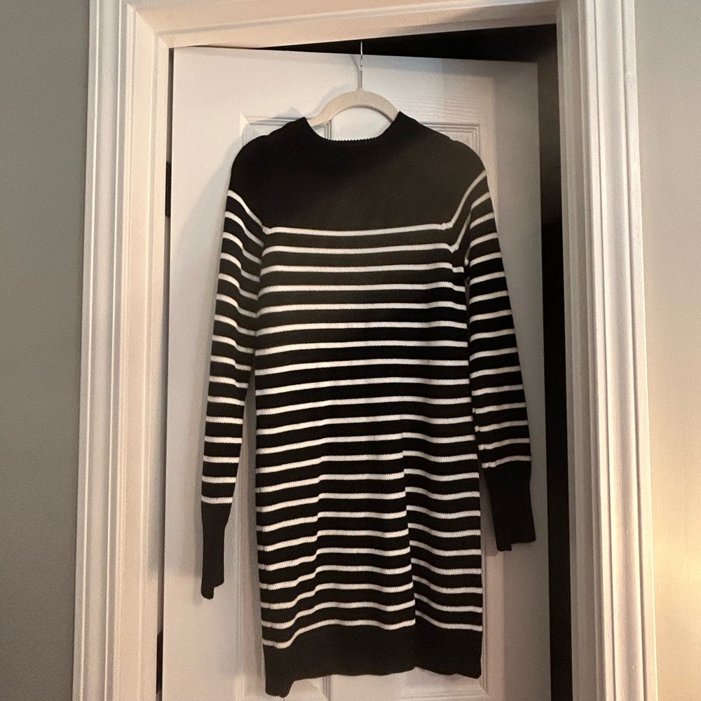 Zara sweater dress. Black and white stripes
